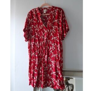 H&M GP and J Baker Red Floral Tunic Dress